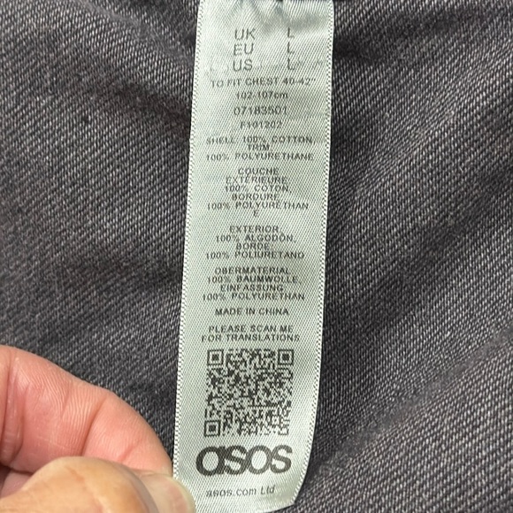 (P1) ASOS DESIGN oversized sequin and leather denim jacket in washed black,Sz L - Picture 16 of 16